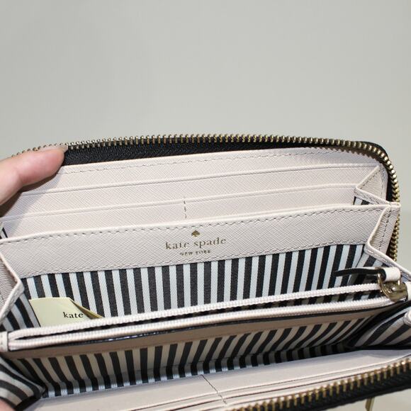 Kate Spade Cameron Street Lacey Color Block Saffiano Leather Wallet Black Cream - Picture 7 of 8